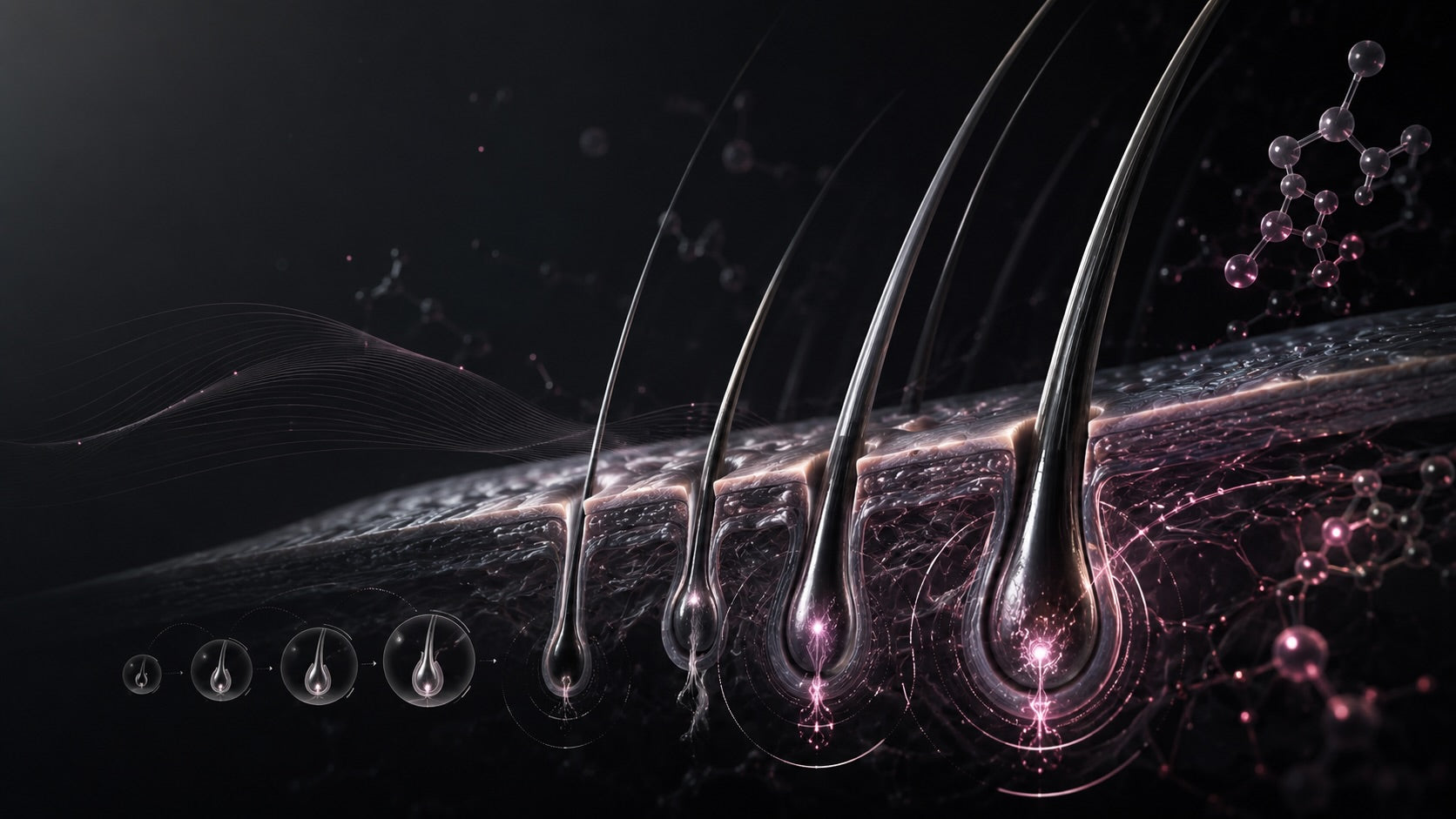 Scientific representation of hair longevity, scalp health and age-related changes in the hair follicle